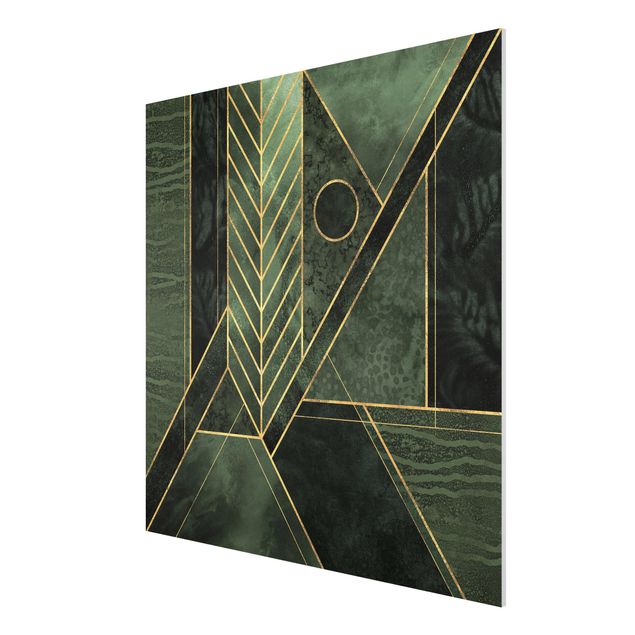 Stampa su Forex - Forme geometriche oro verde smeraldo - Quadrato 1:1