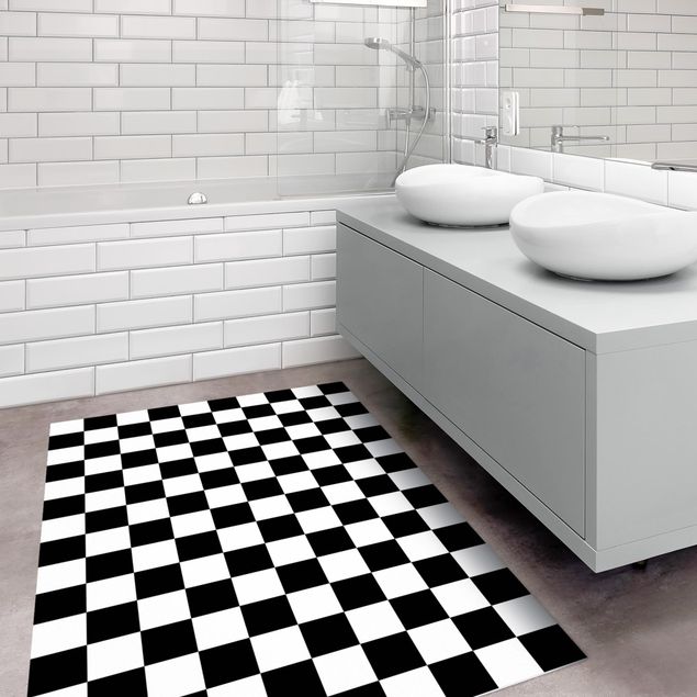 Tappeti moderni Motivo geometrico scacchiera bianco e nero