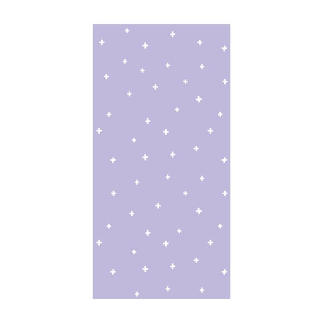 Tappeti in vinile grandi dimensioni Croci bianche disegnate su sfondo lilla