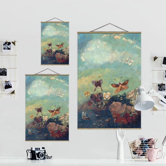 Foto su tessuto da parete con bastone - Odilon Redon - Butterflies - Verticale 3:2