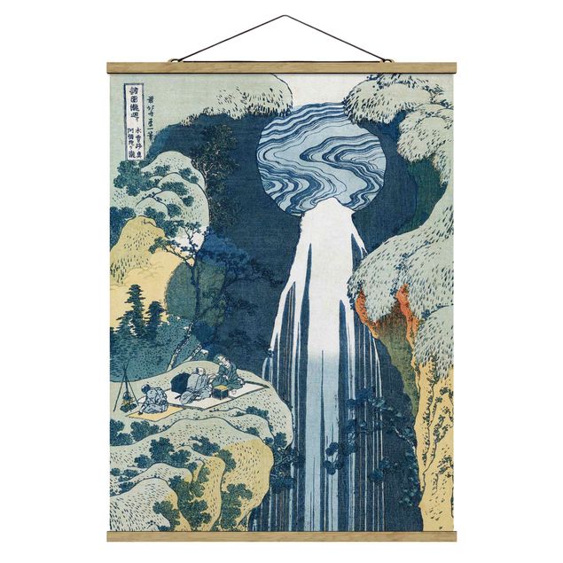 Foto su tessuto da parete con bastone - Katsushika Hokusai - La cascata di Amida - Verticale 4:3