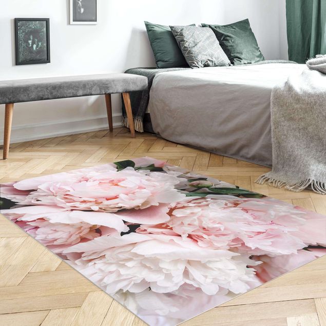 Tappeti moderni soggiorno Peonie rosa chiaro