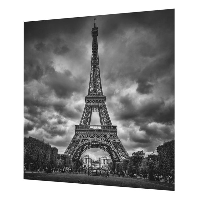 Paraschizzi in vetro - Eiffel Tower In Front Of Clouds In Black And White