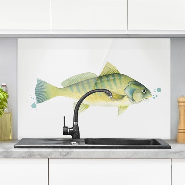 paraschizzi cucina vetro magnetico Colore Cattura - Pesce persico