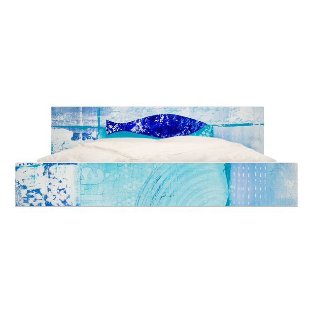 Carta adesiva per mobili IKEA - Malm Letto basso 180x200cm Fish in the Blue