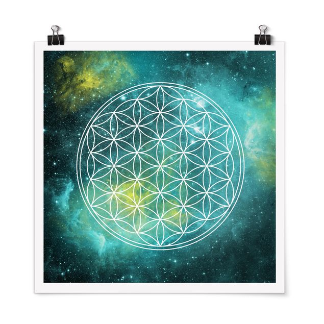 Poster - Fiore di vita nella luce delle stelle - Quadrato 1:1
