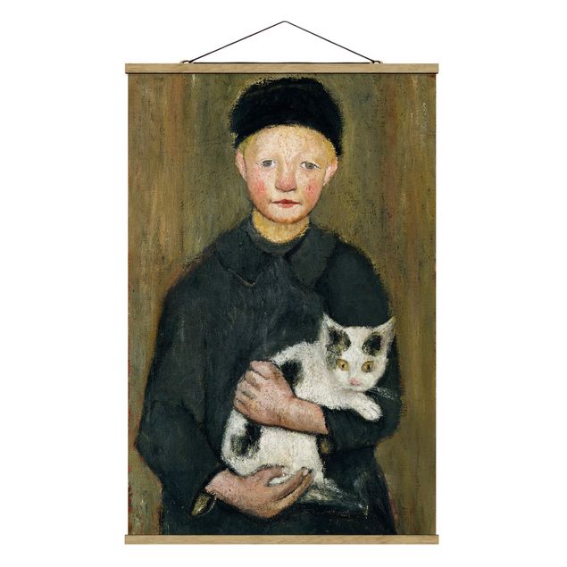 Foto su tessuto da parete con bastone - Paula Modersohn-Becker - Ragazzo con il gatto - Verticale 3:2
