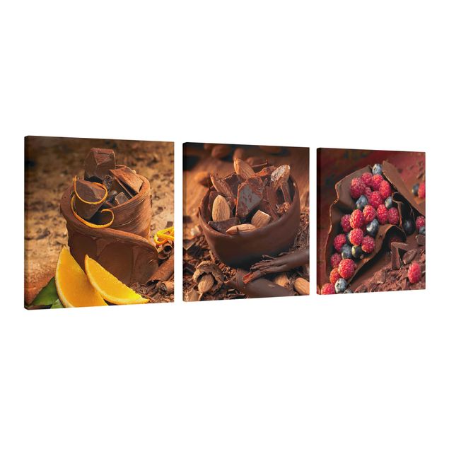 Stampa su tela 3 parti - Chocolate With Fruit And Almonds - Quadrato 1:1