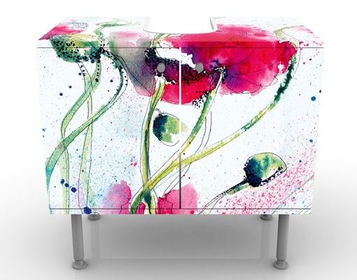 Mobile per lavabo design Painted Poppies
