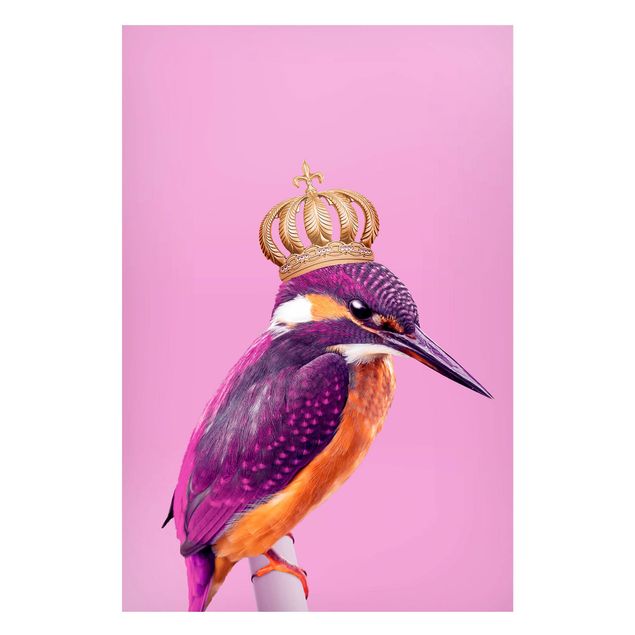 Quadri animali Martin pescatore rosa con corona