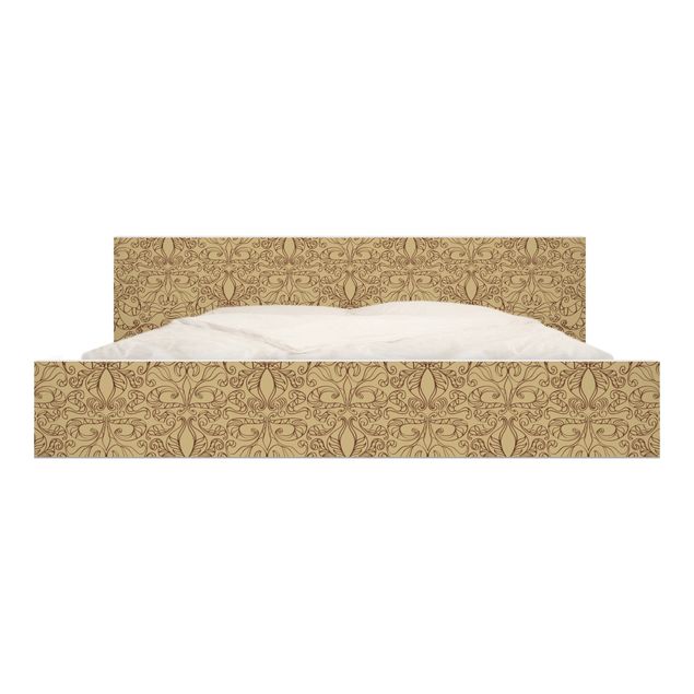 Carta adesiva per mobili IKEA - Malm Letto basso 180x200cm Spiritual pattern beige