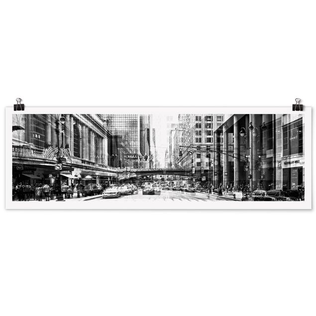 Poster - Nyc urbano Bianco e nero - Panorama formato orizzontale