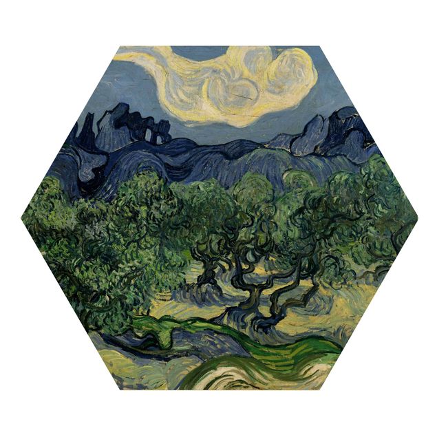 Esagono in legno - Vincent Van Gogh - Ulivi