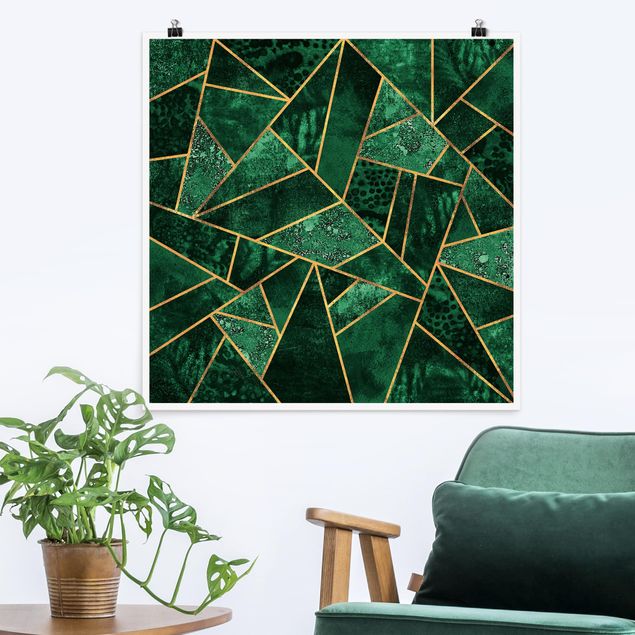Poster - Dark Emerald con oro - Quadrato 1:1