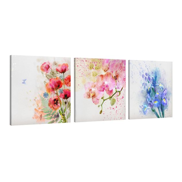 Quadri su tela Trio di fiori ad acquerello