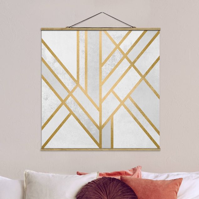 quadro astratto moderno Geometria Art Déco Oro Bianco
