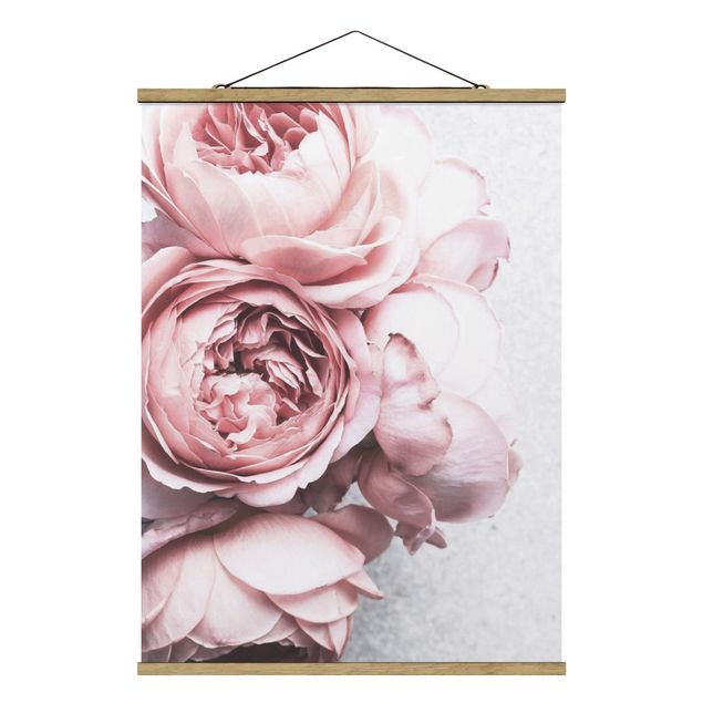 Foto su tessuto da parete con bastone - Pink Peony fiori pastello misera - Verticale 4:3
