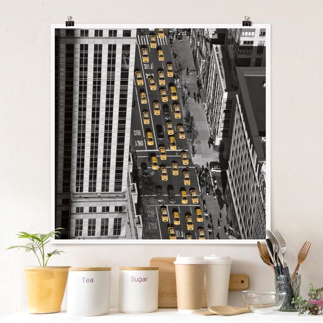 Poster - Taxi Traffico A Manhattan - Quadrato 1:1