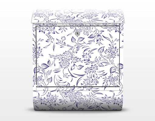 Cassetta postale Floral Pattern with blue Tendrils 39x46x13cm