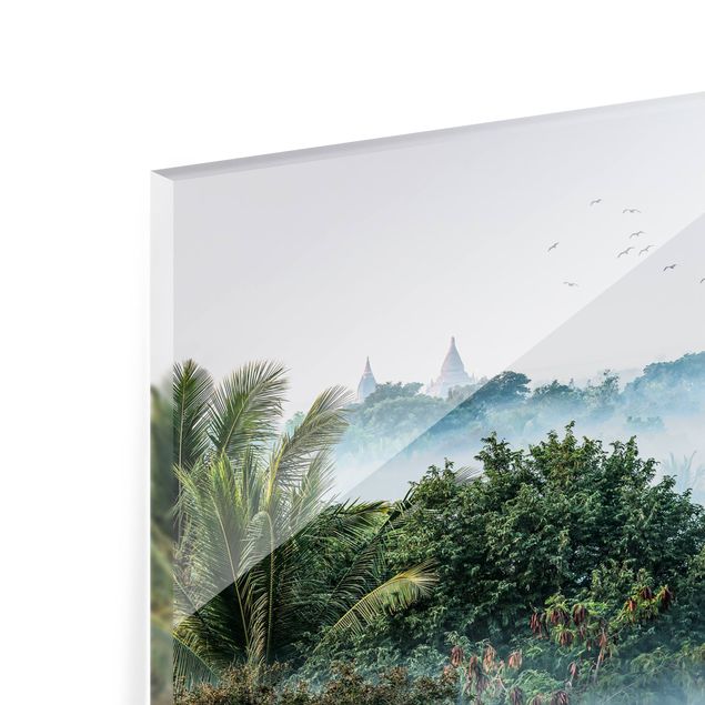 Paraschizzi in vetro - Nebbia mattutina sulla giungla di Bagan - Formato orizzontale 3:2