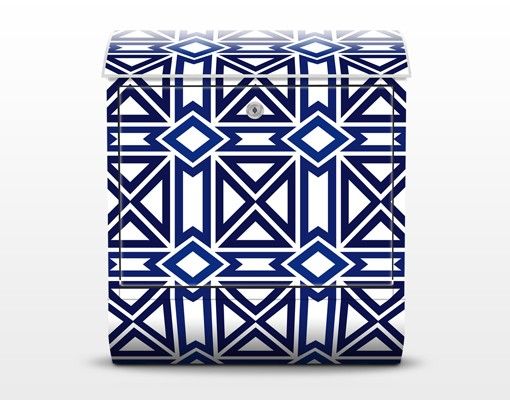 Cassetta postale Graphical Repeat Pattern Blue 39x46x13cm