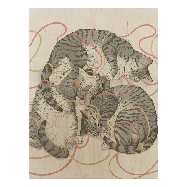 Stampa su legno - Illustrazione Grey Cat Pittura - Verticale 4:3