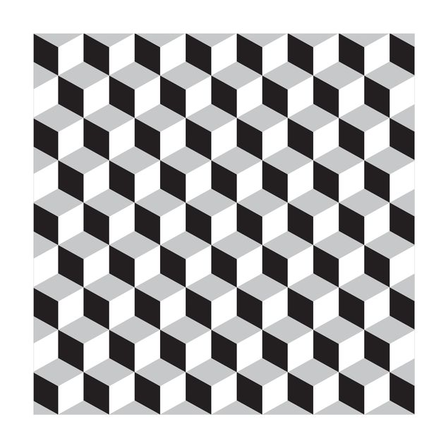 Tappeto bianco e nero moderno Mix di piastrelle geometriche Cubi Nero