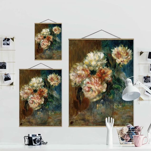 Foto su tessuto da parete con bastone - Auguste Renoir - Peonie Vaso - Verticale 4:3