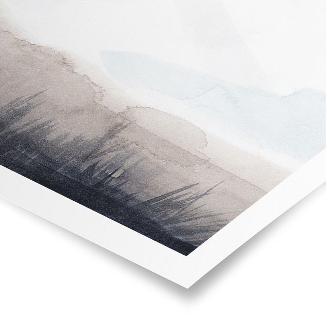 Poster - Lakeside Con Monti II - Panorama formato orizzontale