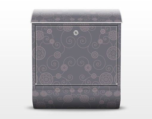 Cassetta postale Romantic Floral Pattern Grey 39x46x13cm