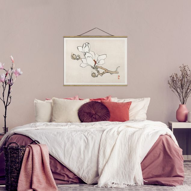 Foto su tessuto da parete con bastone - Asian Vintage Disegno White Magnolia - Orizzontale 3:4