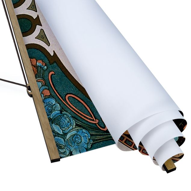 Quadro su tessuto con stecche per poster - Alfons Mucha - Primavera - Verticale 2:1