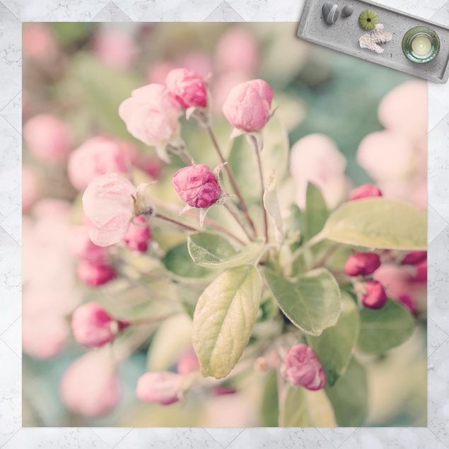 Tappeto per balcone Bokeh di fiori di melo rosa chiaro