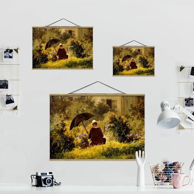 Foto su tessuto da parete con bastone - Carl Spitzweg - Il Pittore In The Garden - Orizzontale 2:3