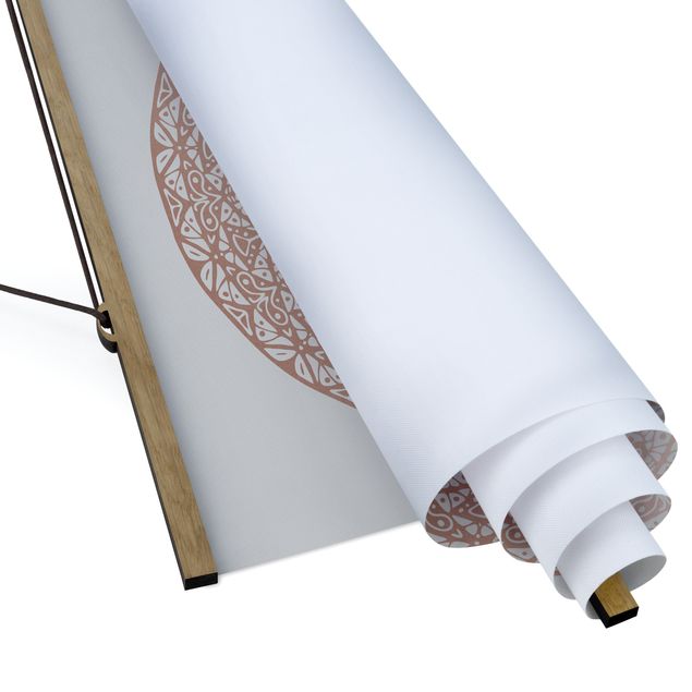 Quadro su tessuto con stecche per poster - Mandala Ornament In Rame Oro - Quadrato 1:1