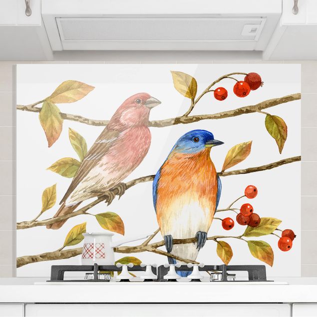 paraschizzi vetro magnetico Uccelli e bacche - Uccello azzurro