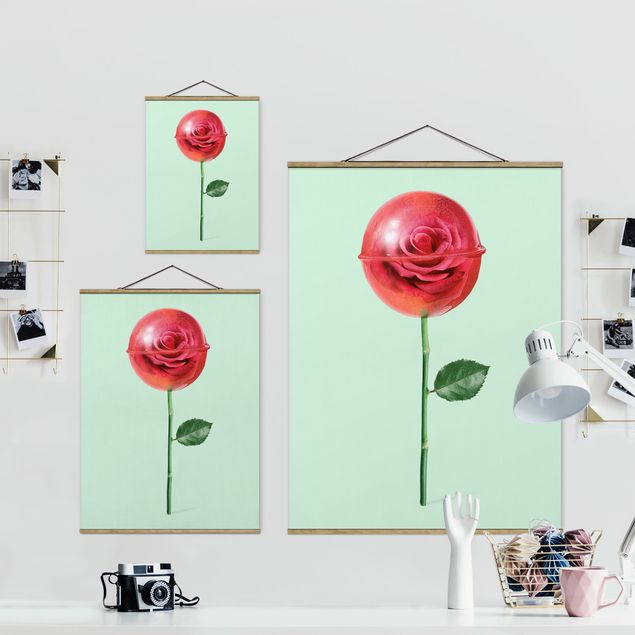 Foto su tessuto da parete con bastone - Rose Con Il Lollipop - Verticale 4:3