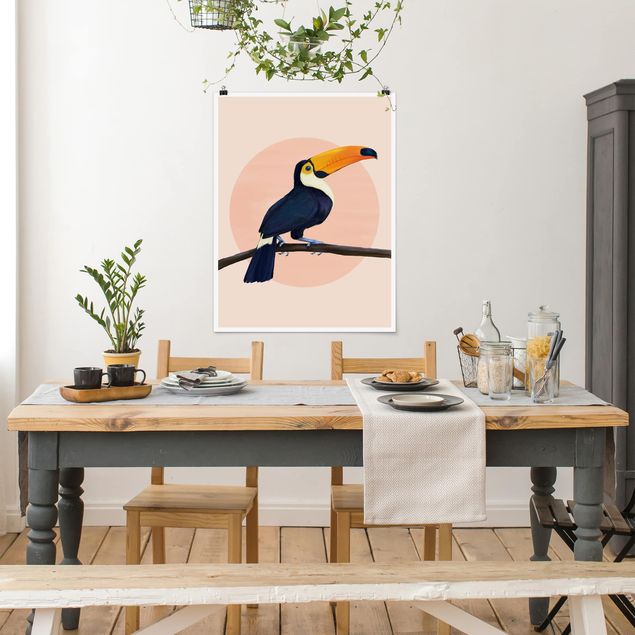 Poster - Illustrazione Uccello Toucan pastello pittura - Verticale 4:3