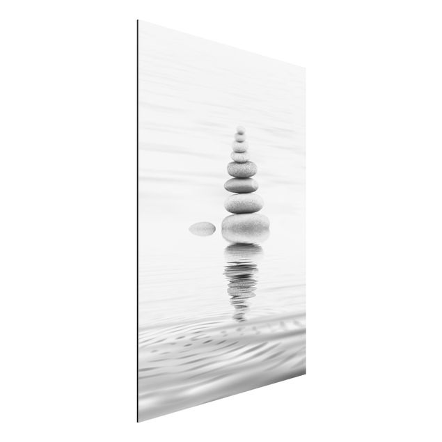 Stampa su alluminio spazzolato - Torre Pietra In The Water Bianco e nero - Verticale 3:2