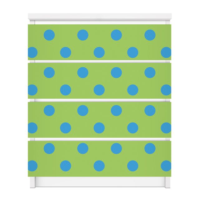 Carta adesiva per mobili IKEA - Malm Cassettiera 4xCassetti - No.DS92 Dot Design Girly Green