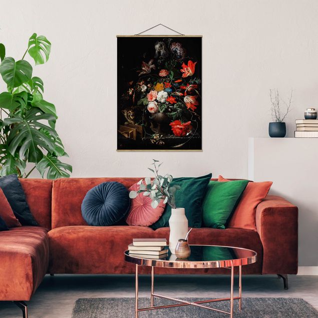 Foto su tessuto da parete con bastone - Abraham Mignon - Il Bouquet Overturned - Verticale 4:3