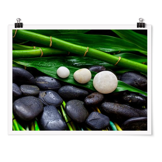 Poster - Verde bambù con Pietre Zen - Orizzontale 3:4
