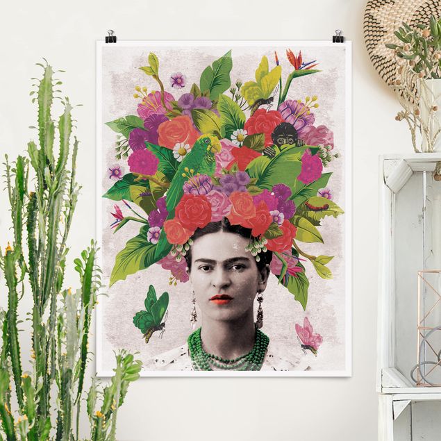 stampe animali Frida Kahlo - Ritratto di fiori