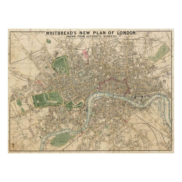 Stampa su legno - Vintage Mappa Londra - Orizzontale 3:4