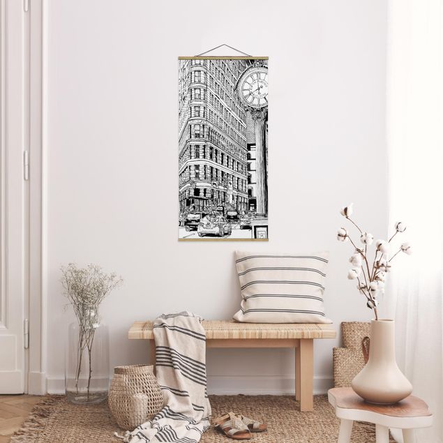 Quadro su tessuto con stecche per poster - Città Studi - Flatiron Buidling - Verticale 2:1