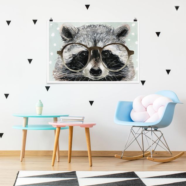 Poster cameretta bambini animali Animali con occhiali - Procione