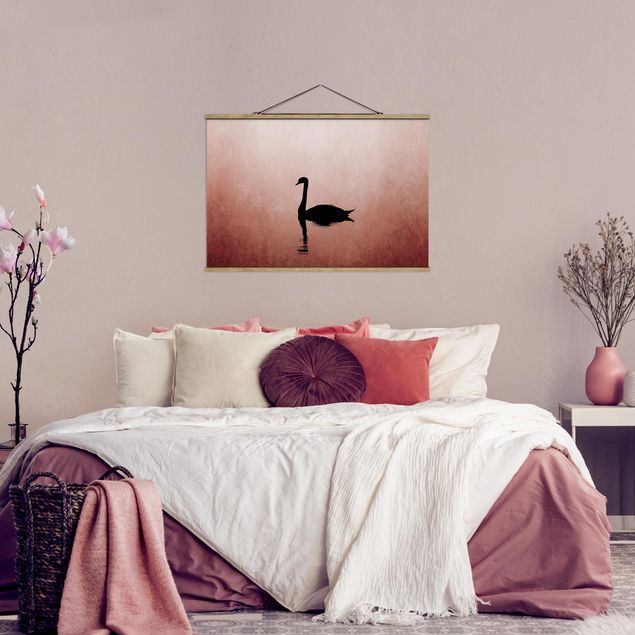 Foto su tessuto da parete con bastone - Cigno al tramonto - Orizzontale 2:3