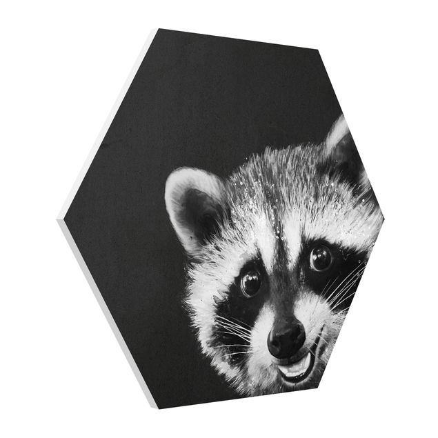 Esagono in forex - Illustrazione Raccoon Monochrome Pittura