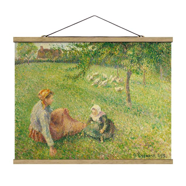 Foto su tessuto da parete con bastone - Camille Pissarro - The Goose-Girl - Orizzontale 3:4