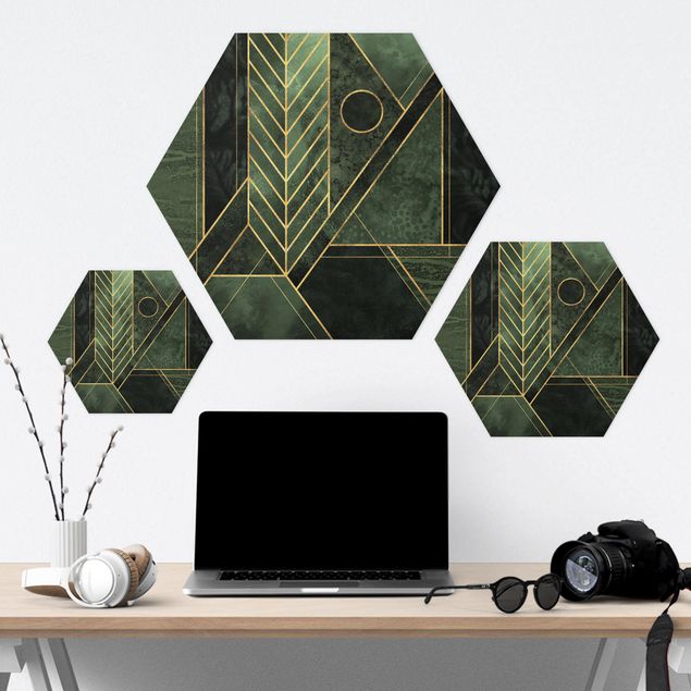 Esagono in forex - Forme geometriche oro verde smeraldo